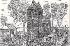 Terp-met-kerk-pentekening